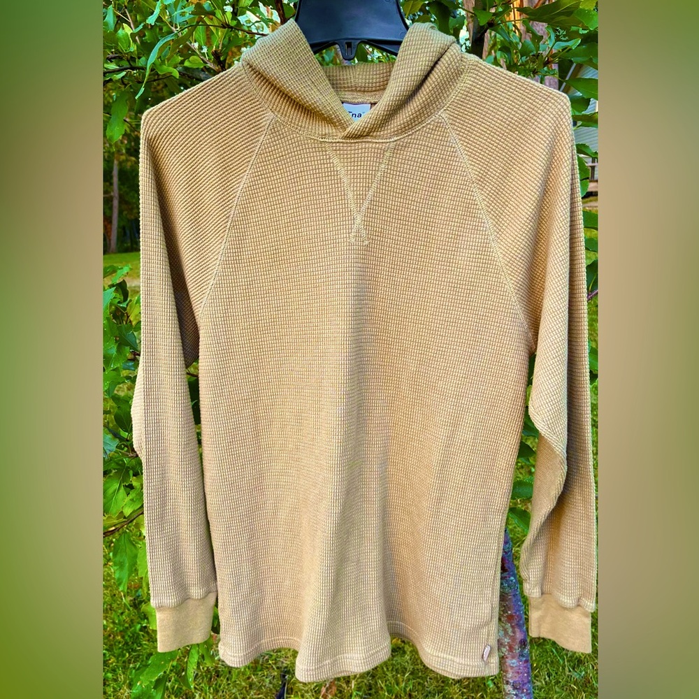 Aritzia Tna XXS Khaki Thermal Hoodie Women’s Oversized Tan Hooded Longsleeve 2XS